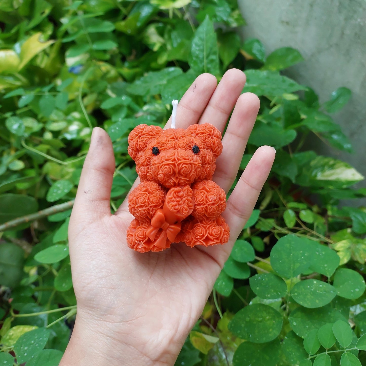 Handcrafted teddy bear rose candle scented slow burn