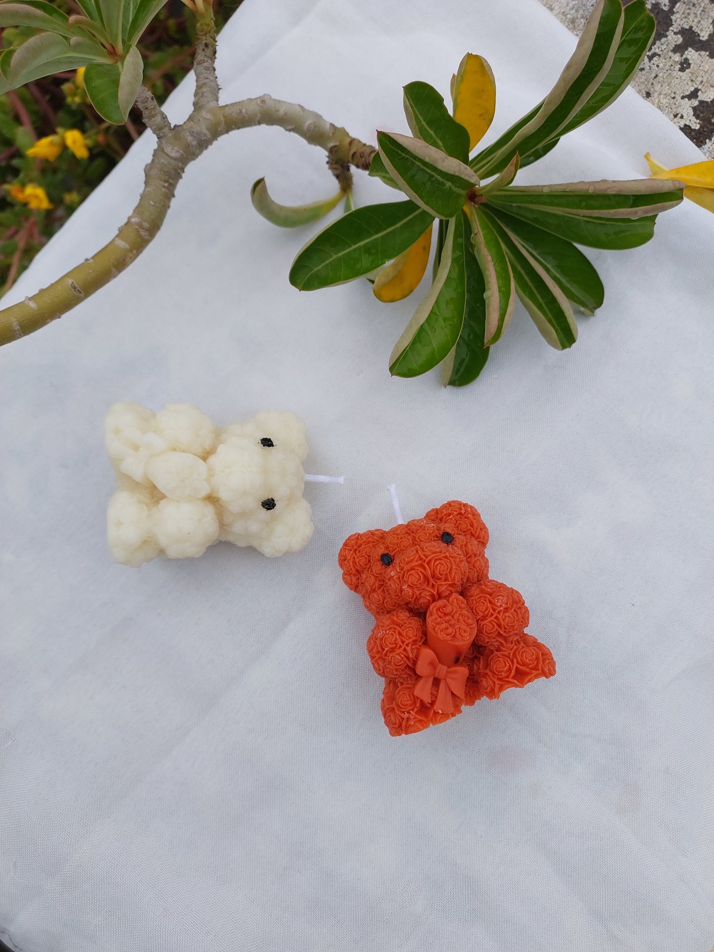 Rose teddy bear candle handmade soy blend India